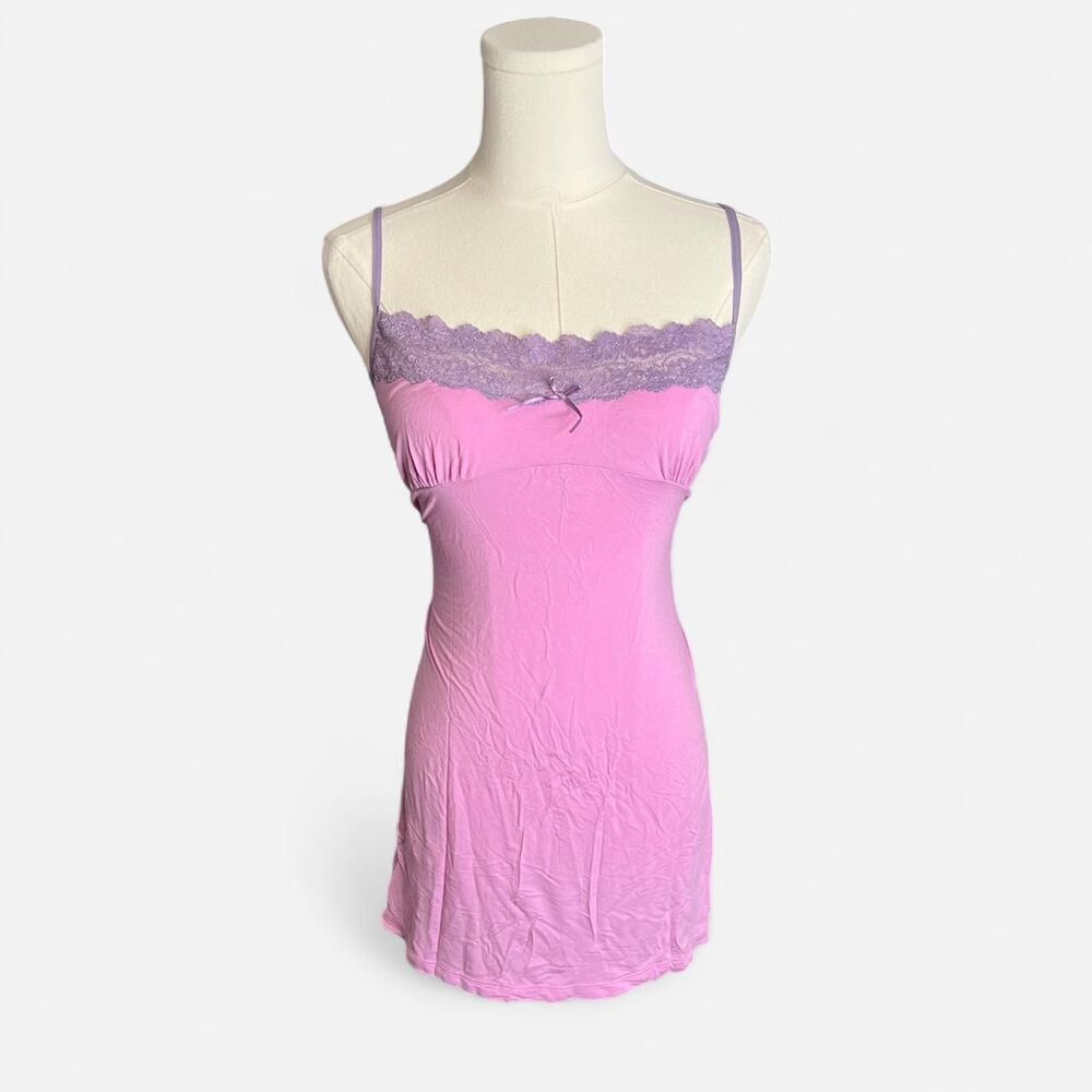 Victoria’s Secret Angels Lavender Lace Babydoll Slip Dress Vintage Y2K